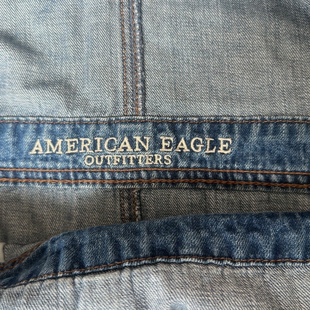 American Eagle Outfitters Blue Denim Overalls with Classic Style - Picture 3 of 4